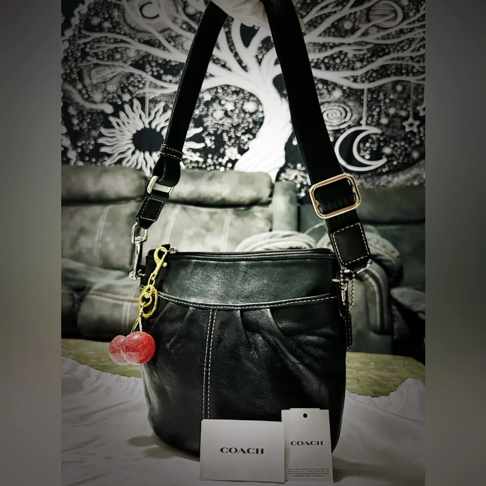 Vintage Coach soho Black Leather Shoulder Bag Crossbody purse - Picture 13 of 17
